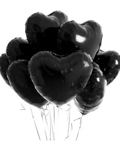 Black Heart Shape Foil Balloon 18″ inch for Anniversary, Valentine Party & Birthday Party Pack of 10