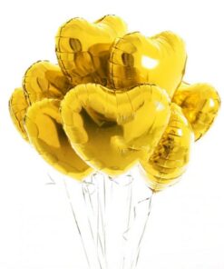 Gold Heart Shape Foil Balloon 18″ inch for Anniversary, Valentine Party & Birthday Party Pack of 10