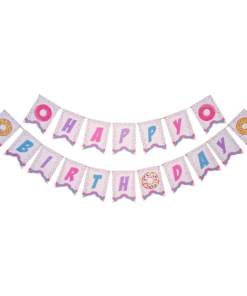 Doughnut  Theme Happy Birthday Banner - 18 Pcs