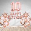 Rosegold Birthday Decor Metallic Balloon, Confetti, Star Foil Balloon, Heart Foil Balloon, Foil Happy Birthday & foil Number (10)