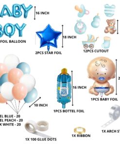 Baby Boy Theme Birthday Balloon Decoration DIY Kit (80 Pcs)