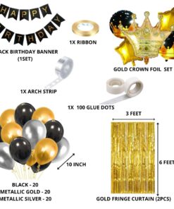 Golden Crown Theme Birthday Balloon Decoration DIY Kit (71 Pcs)