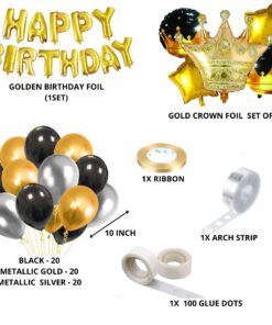 Gold Crown Theme Birthday Balloon Decoration DIY Kit (69 Pcs)