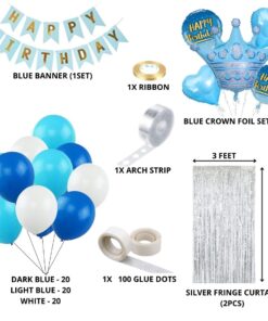 Blue Crown Theme Birthday Balloon Decoration DIY Kit (71 Pcs)