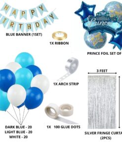 Blue Prince Theme Birthday Balloon Decoration DIY Kit (71 Pcs)