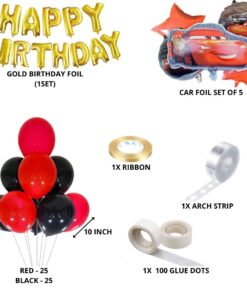 Car Theme Birthday Balloon Decoration DIY Kit (59 Pcs)