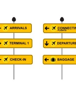 Airports Sign Boards Cut Outs (12 Pcs)