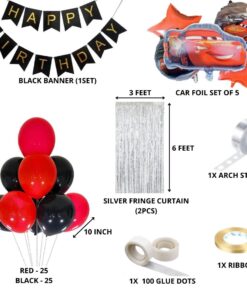 Car Theme Birthday Balloon Decoration DIY Kit (61 Pcs)