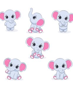 Baby Elephant Girl Cut Outs (12 Pcs)