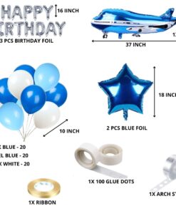 Blue Aeroplane Theme Birthday Balloon Decoration DIY Kit (67 Pcs)