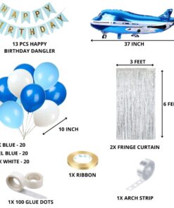 Blue Aeroplane Theme Birthday Decoration DIY Kit (67 Pcs)