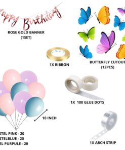 Butterfly Theme Birthday Balloon Decoration DIY Kit (76 Pcs)