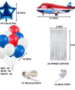 Red Aeroplane Theme Birthday Balloon Decoration DIY Kit (67 Pcs)