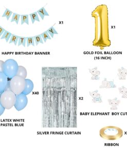 Baby Elephant Boy Theme Balloon Decor DIY Kit (57 Pcs)