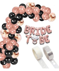 Rose Gold Bride To Be Balloons and Confetti Balloons Black, Metallic Rose Gold Balloons Set for Bridal Shower Decorations -58 Pcs