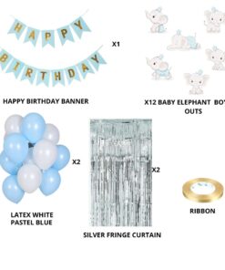 Baby Elephant Boy Theme Balloon Decor DIY Kit (56 Pcs)