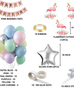 Flamingo Theme Birthday Balloon Decoration DIY Kit (98 Pcs)