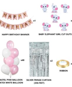 Baby Elephant Girl Theme Balloon Decor DIY Kit (56 Pcs)