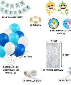 Baby Shark Theme Birthday Balloon Decoration DIY Kit (76 Pcs)
