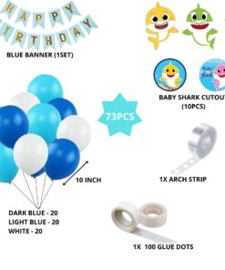Baby Shark Theme Birthday Balloon Decoration DIY Kit (73 Pcs)