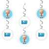 Boss Baby Boy Theme Hanging Danglers - Set of 6, Double-Sided Prints, 6 Inches Each with Hanging Ribbon