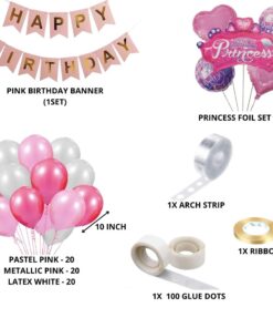 Princess Theme Birthday Balloon Decoration DIY Kit (69 Pcs)
