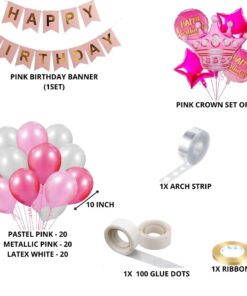 Pink Crown Theme Birthday Balloon Decoration DIY Kit (69 Pcs)