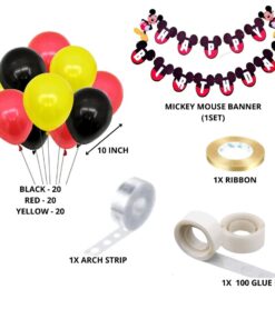 Mickey Mouse Theme Birthday Balloon Decoration DIY Kit (64 Pcs)