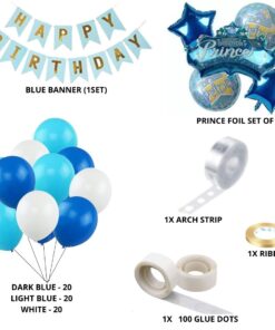 Blue Prince Theme Birthday Balloon Decoration DIY Kit (69 Pcs)