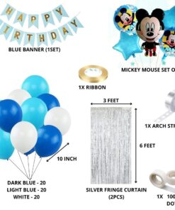 Blue Mickey Mouse Theme Birthday Balloon Decoration DIY Kit (71 Pcs)