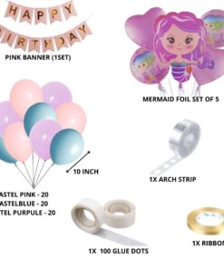 Mermaid Theme Birthday Decoration DIY Kit (69 Pcs)