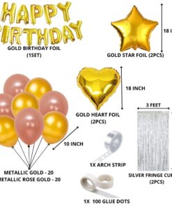 Rose Gold and Gold Theme Birthday Decoration DIY Kit (49 Pcs)