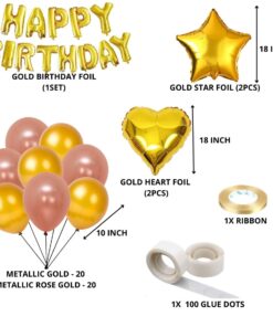 Rose Gold and Gold Theme Birthday Decoration DIY Kit (47 Pcs)