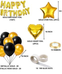 Black and Gold Theme Birthday Decoration DIY Kit (47 Pcs)