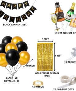 Champagne/Beer Mug/Wine Bottle/Aged to Perfection Theme Birthday Balloon Decoration DIY Kit (50 Pcs)