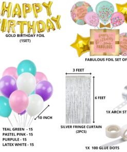 Stay Fabulous Birthday Decoration Kit W Fringe Curtain(82 Pieces)