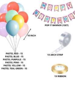 Pop It Theme Birthday Balloon Decoration DIY Kit (93 Pcs)