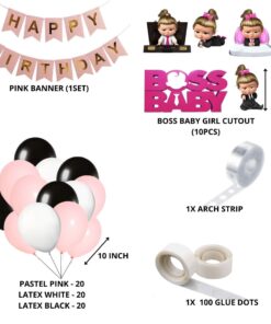 Boss Baby Girl Theme Birthday Balloon Decoration DIY Kit (73 Pcs)