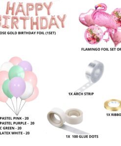 Flamingo Birthday Decoration Kit W Happy Birthday Foil(101 Pcs)