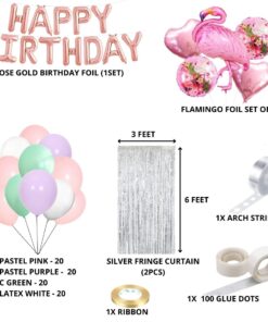Flamingo Birthday Decoration Kit W Happy Birthday Foil(103 Pcs)