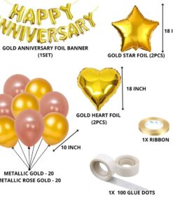 Happy Anniversary Decoration(Gold/RoseGold) - (69 Pcs)