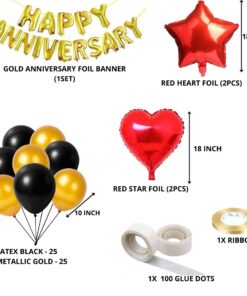 Happy Anniversary Decoration(Red/Gold/Black) - (69 Pcs)