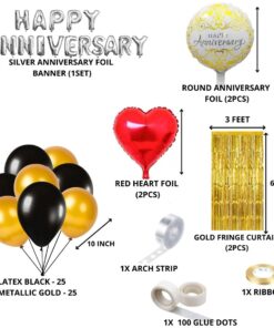 Happy Anniversary Decoration(Red/Black/Silver/Gold) - (72 Pcs)