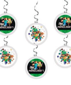 Minecraft Theme Hanging Danglers - Set of 6, Double-Sided Prints, 6 Inches Each with Hanging Ribbon