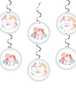 Unicorn Dangler/Wall Hanging Birthday Decoration – (6 Pieces)