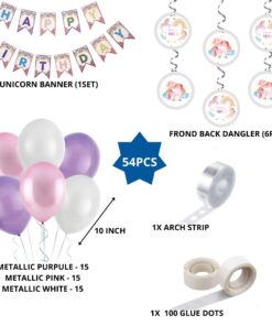 Unicorn Theme Decoration Birthday Kits- 54Pcs