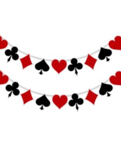 Casino/Card Party Banner (Material:Card Stock / 18 Cards / 2 Metre / Red,Black)