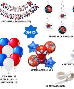 Spider Superhero Theme Birthday Balloon Decoration DIY Kit (59Pcs)