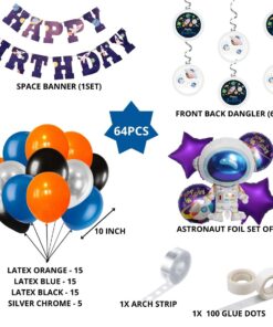 Space Theme Birthday Balloon Decoration DIY Kit (64Pcs)