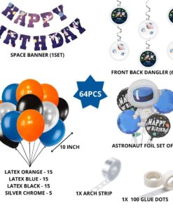 Space Theme Birthday Balloon Decoration DIY Kit (64Pcs)